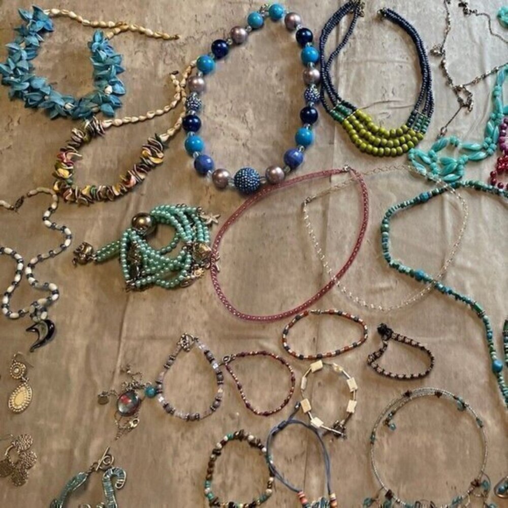 Costume Jewelry Lot Ocean Sea Themed, Necklaces Earrings Fish Shell, Beads, Pink